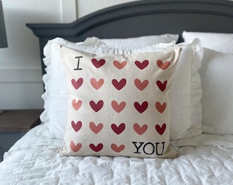 SALE, Valentines Pillow Cover, Valentines Decoration, love, valentines alphabet pillow, vintage valentine, 18x18 Pillow Cover