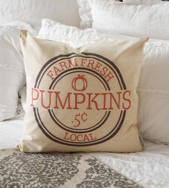 SALE, Fall Pillow Cover, farm fresh pumpkin, pumpkin pillow, Fall Decor, Fall pillow