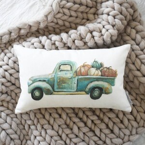 Fall Truck Pillow Cover 12x20: Autumn Farmhouse Decor