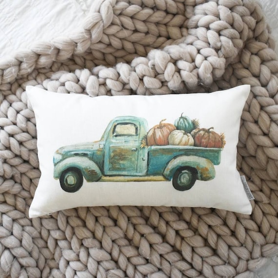 SALE, Fall Truck pillows, truck Pillow Cover, pumpkin Pillow Cover, Autumn pillow cover, Fall Pillow Cover, 12x20