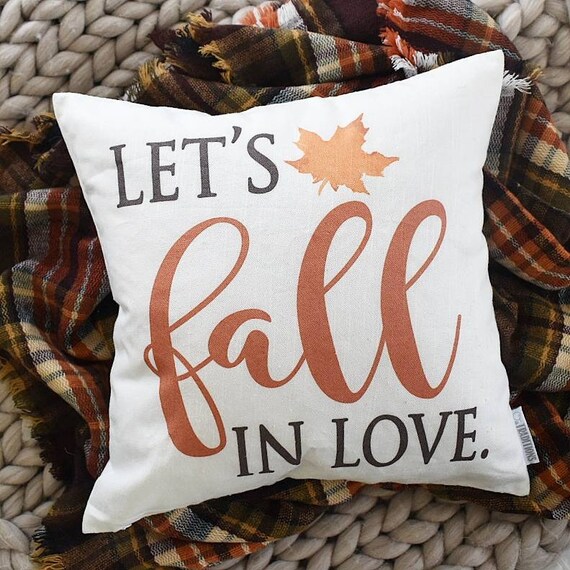 SALE, Fall Pillow Cover, Lets Fall In Love, Fall Decor, fall pillow, leaf pillow