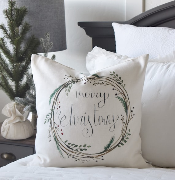 Grey Christmas Pillow Covers, Farmhouse Christmas Decorations