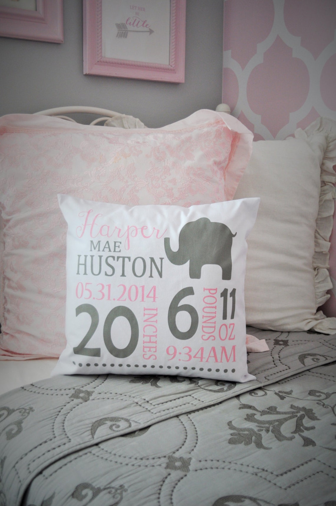 Personalized Birth Pillow Cover Birth Announcement Pillow Etsy