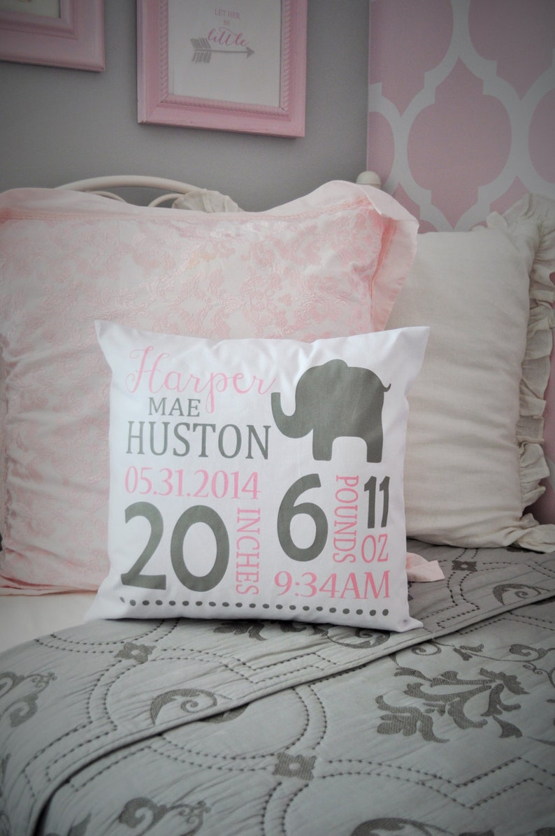 Personalized Birth Pillow Cover Birth Announcement Pillow Etsy