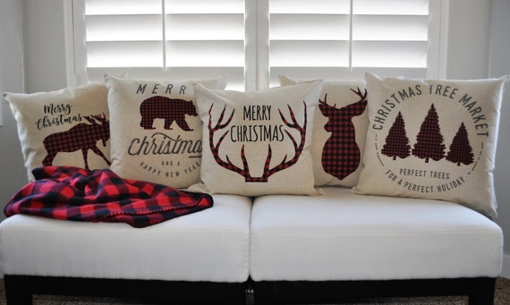 Christmas pillow, Christmas decor, Buffalo Plaid, Merry Christmas pillow, Buffalo Plaid Christmas, Lumberjack, ONE COVER ONLY