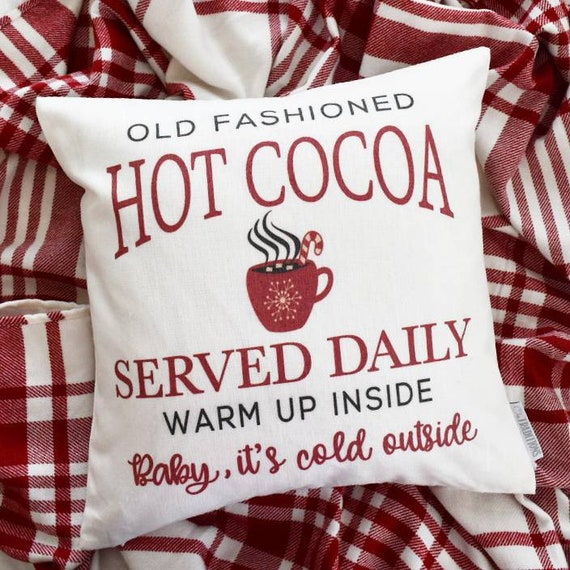 Christmas pillow cover, hit cocoa pillow, Christmas hot cocoa, Merry Christmas Pillow, farmhouse Christmas, Christmas Pillow