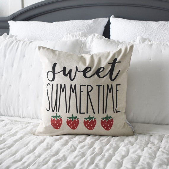 Strawberry pillow, sweet summertime, Hello Summer, happy summer, Summer Pillow cover, Summer decor