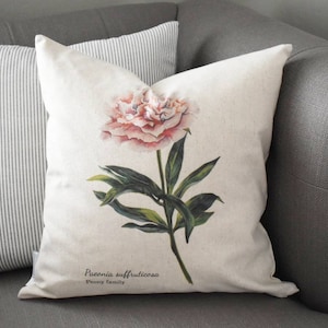 Peony pillow, watercolor peony, Watercolor flower Pillow Cover,  Spring pillow cover, 18x18, Farmhouse pillow cover, botanical