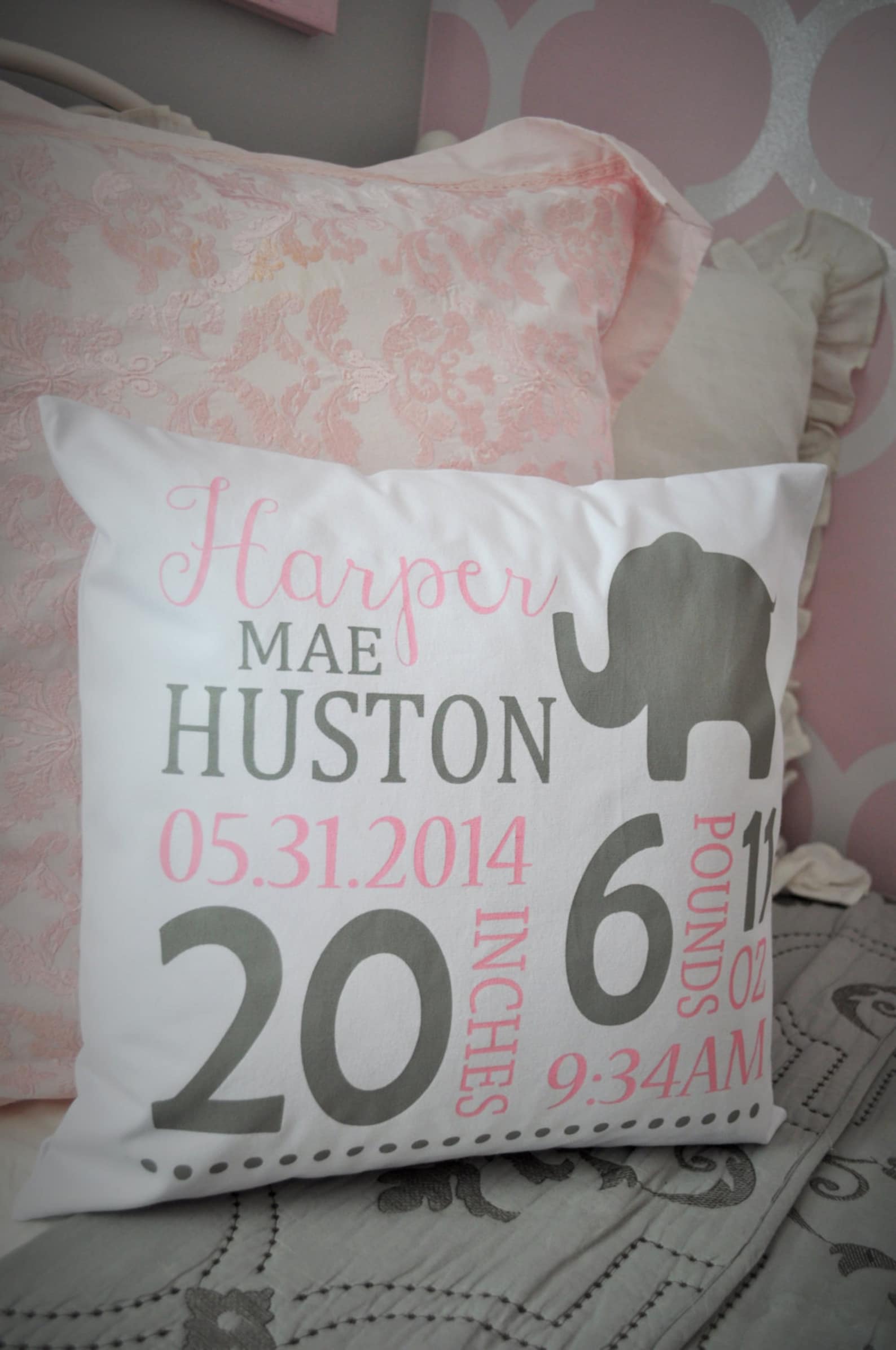Personalized Birth Pillow Cover Birth Announcement Pillow Etsy