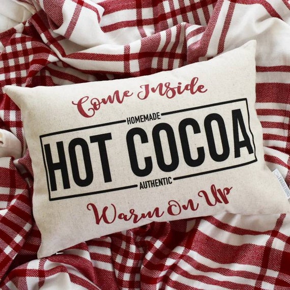 Christmas pillow cover, hit cocoa pillow, Christmas hot cocoa, Merry Christmas Pillow, farmhouse Christmas, Christmas Pillow