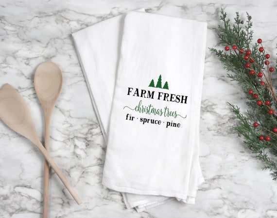 Kitchen towel, dish towel,  tea towel, Christmas kitchen towels, Christmas Decor, Neighbor Christmas Gift,  Decor, farm fresh christmas