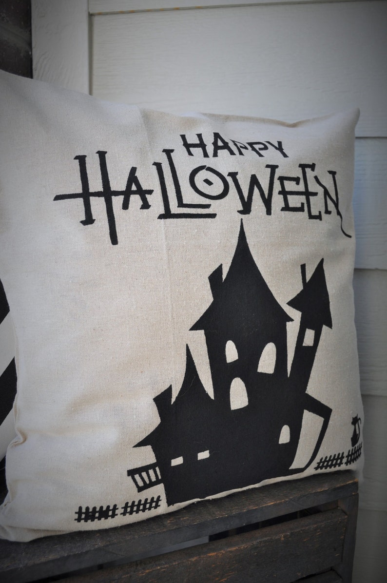 Halloween Pillow Cover Haunted House Pillow Cover Halloween Etsy