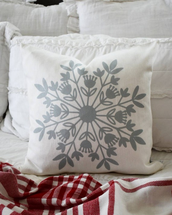 SALE, Christmas pillow, Christmas decor, snowflake pillow, farmhouse Christmas, COVER ONLY