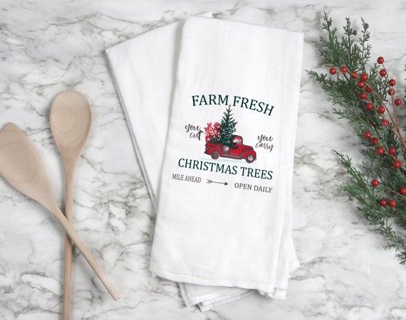 Kitchen towel, dish towel,  tea towel, Christmas kitchen towels, Christmas Decor, Neighbor Christmas Gift,  Decor, christmas tree farm