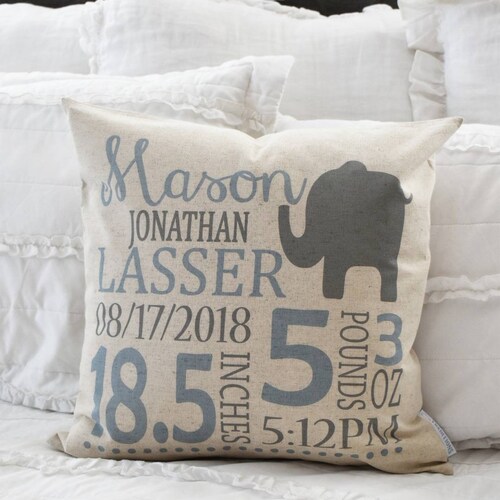 Personalized Birth Pillow Cover Birth Announcement Pillow Etsy