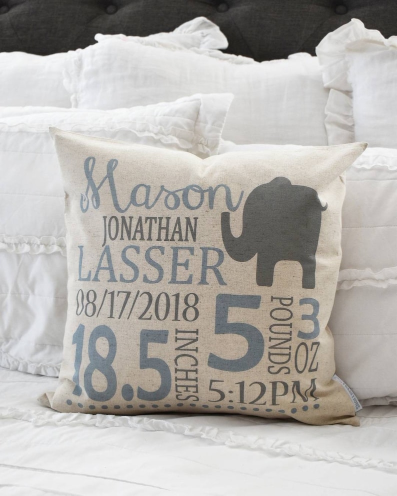 Personalized Birth Pillow Cover Birth Announcement Pillow Etsy
