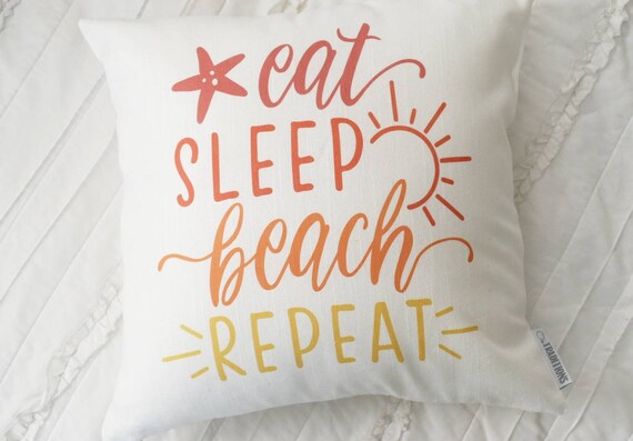 SUMMER SALE, eat sleep beach repeat, Summer Pillow cover, Summer Pillow, Summer decor