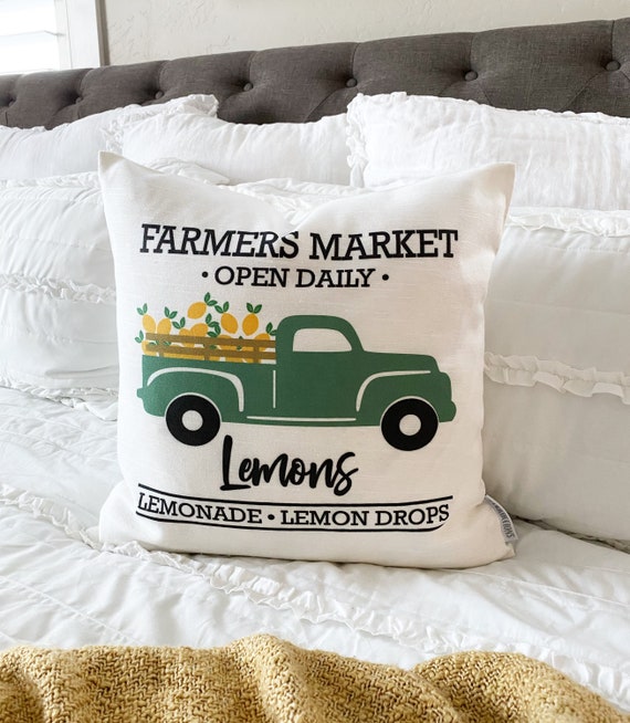 Lemonade pillow, lemon farm, Hello Summer, happy summer, Summer Pillow cover, Summer decor, farmers market, lemon truck