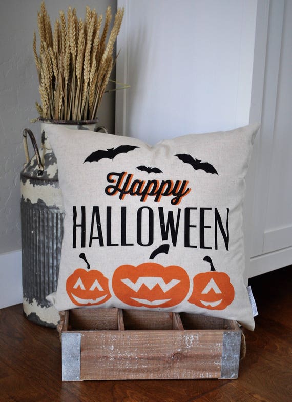 Halloween Pillow Cover, Happy Halloween Pillow Cover, Halloween Decor, Pumpkin Pillow, Fall pillow