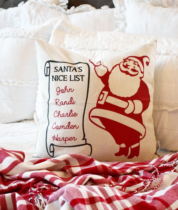 Christmas pillow cover, Christmas decor, Santa's Nice List, Merry Christmas pillow, Personalized Pillow