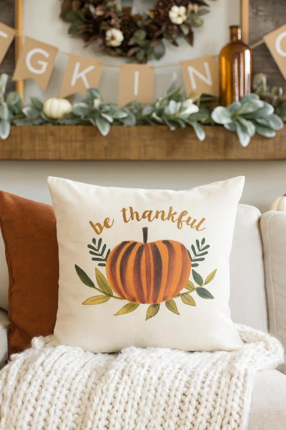 Be Thankful Watercolor Fall Pillow Cover, watercolor fall, Fall Decor, Fall pillow, be thankful, thanksgiving pillow