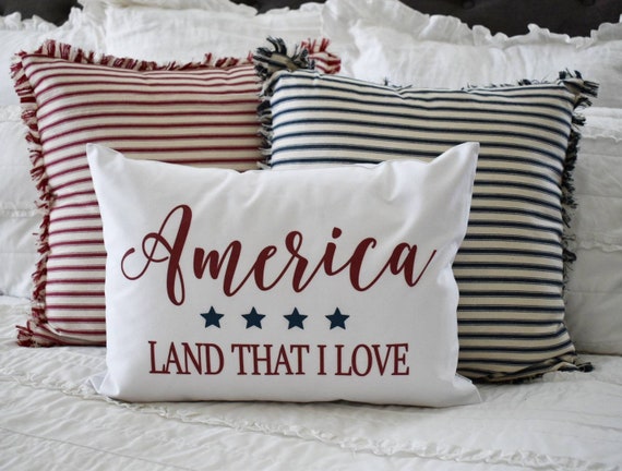 Patriotic Pillow Cover Americana Pillow Cover Memorial Day Fourth of July Summer Pillow USA Pillow 12x20 Etsy