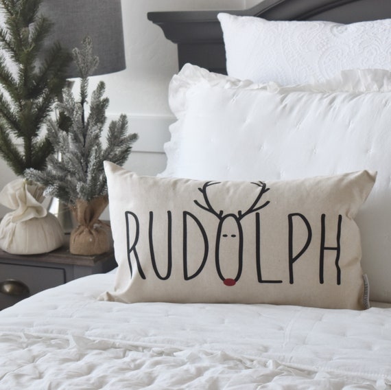 Christmas pillow cover, Christmas, reindeer pillow Rudolph with your nose so bright, Rudolph pillow, Christmas pillow