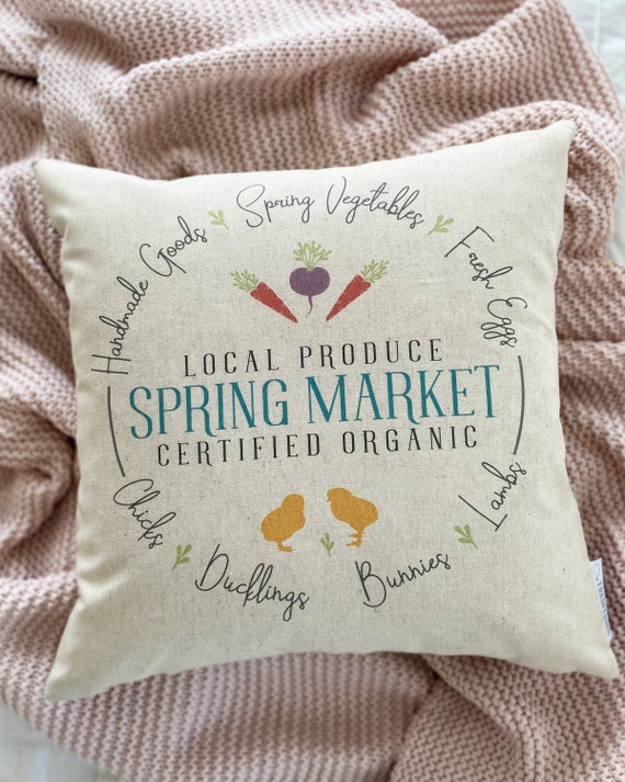 Spring market Pillow Cover, Easter Pillow Cover, Spring pillow cover 18x18, flower market, spring market