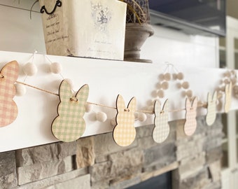 Décor de Pâques, bannière Peeps, peeps Garland, bannière de Pâques, guirlande de Pâques, décor de cheminée, guirlande de lapin