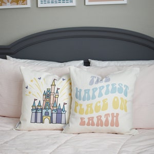 Happiest Place on Earth pillow covers, Disney pillow covers, Disney decor, believe in the magic, Disney balloons