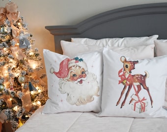 Christmas pillow cover, Retro Christmas Pillow,  Christmas pillows, Retro Christmas Decor