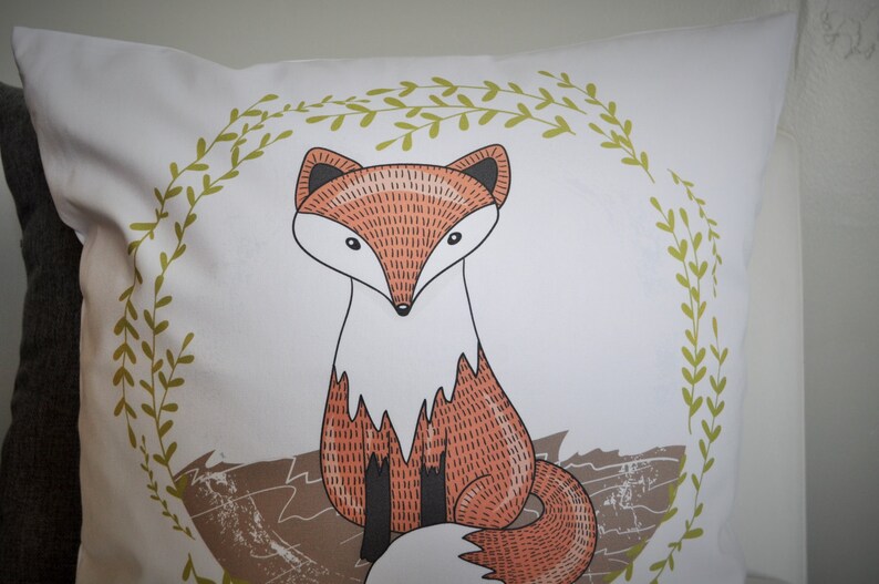 Fox Pillow Cover Fox Nursery Decor Woodland Nursery Etsy