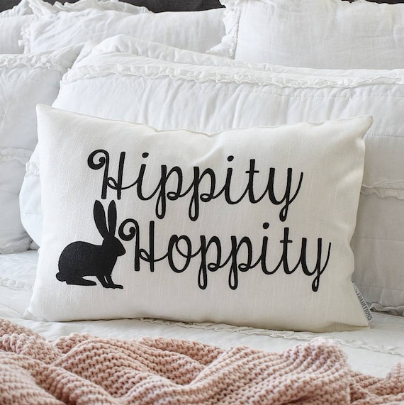Easter Pillow Cover -  Spring pillow - Happy Easter - Rabbit pillow cover, bunny pillow cover, Easter Bunny - 12x20 pillow - hippity hoppity