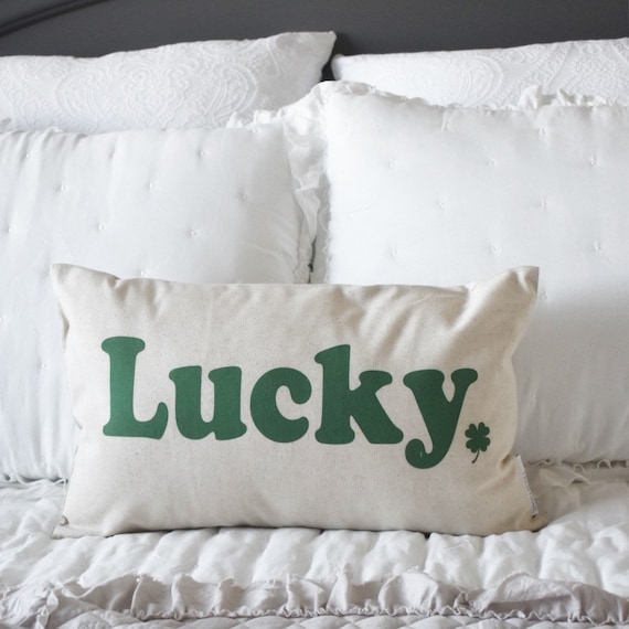 St. Patricks Day Pillow Cover, St. Patricks Pillow, Spring pillow cover, 12x20, Four leaf clover, st. Patrick’s day, lucky