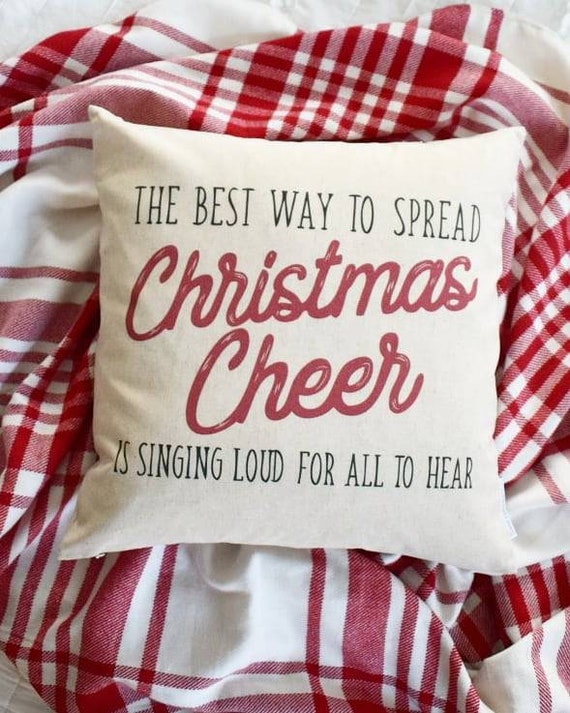 Christmas pillow cover, Christmas decor, Merry Christmas pillow, Christmas Plaid, Vintage christmas, 18x18, elf quotes, Christmas cheer