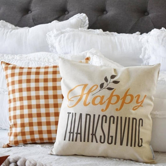 Fall Pillow Cover, Thanksgiving pillow cover, Fall Decor, Happy Thanksgiving, Leaves, Gold, Thanksgiving decor