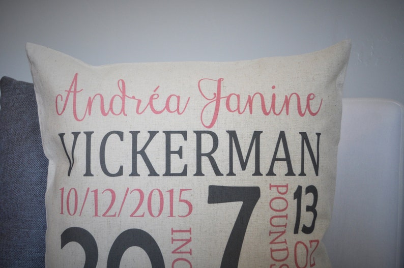 Personalized Birth Pillow Cover Birth Announcement Pillow Etsy