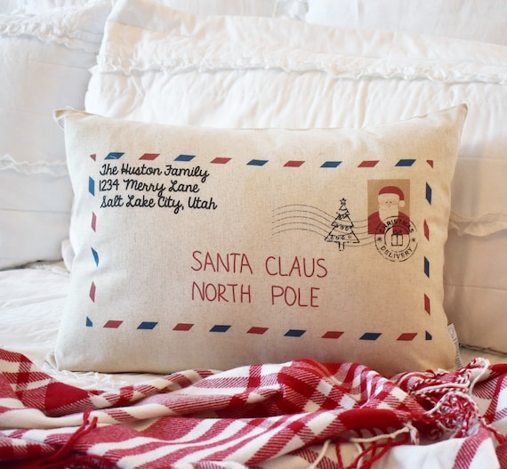 Christmas pillow cover, Letter to Santa, Personalized Christmas Pillow Cover, 14x20