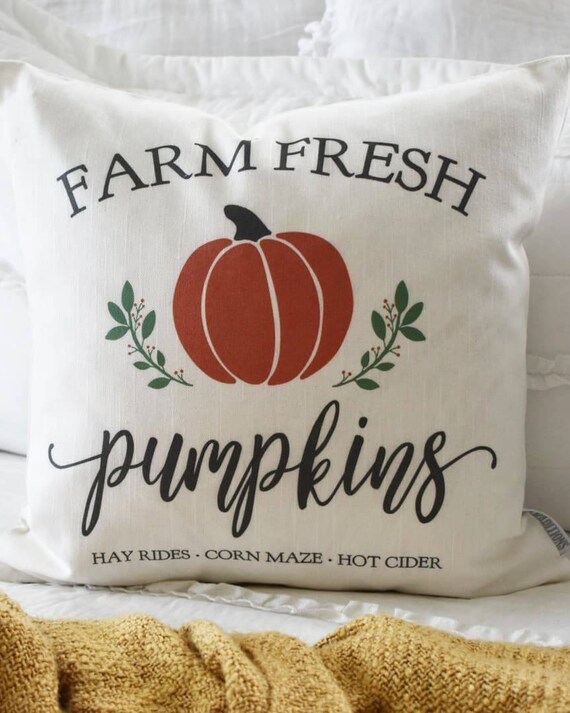 SALE- Fall Pillow Cover, Pumpkin Patch, Fall Decor, Front porch pillow, fall pillow, pumpkin pillow, farm fresh pumpkins