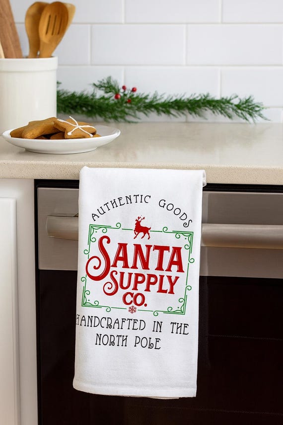 Kitchen towel, dish towel,  tea towel, Christmas kitchen towels, Christmas Decor, Neighbor Christmas Gift,  Decor, santa towel
