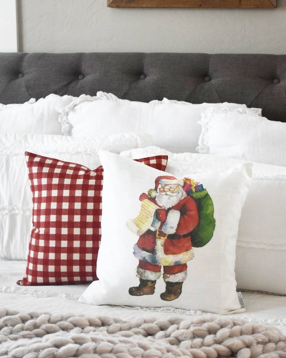 Christmas pillow cover, vintage santa, Christmas decor, Vintage Christmas, farmhouse christmas, santa pillow, Christmas pillow