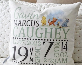 Winnie the pooh birth announcement pillow 2025