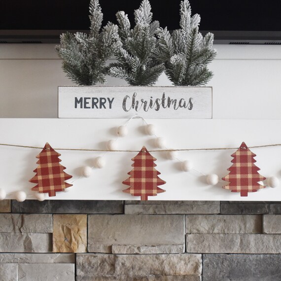 Christmas garland, Christmas fireplace Garland, Christmas banner, Christmas tree Garland,  Christmas plaid garland