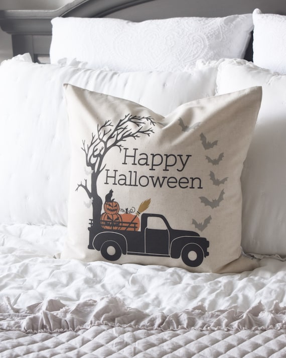 Halloween Pillow Cover, Happy Halloween Pillow Cover, Halloween Decor, Pumpkin Pillow, Fall pillow