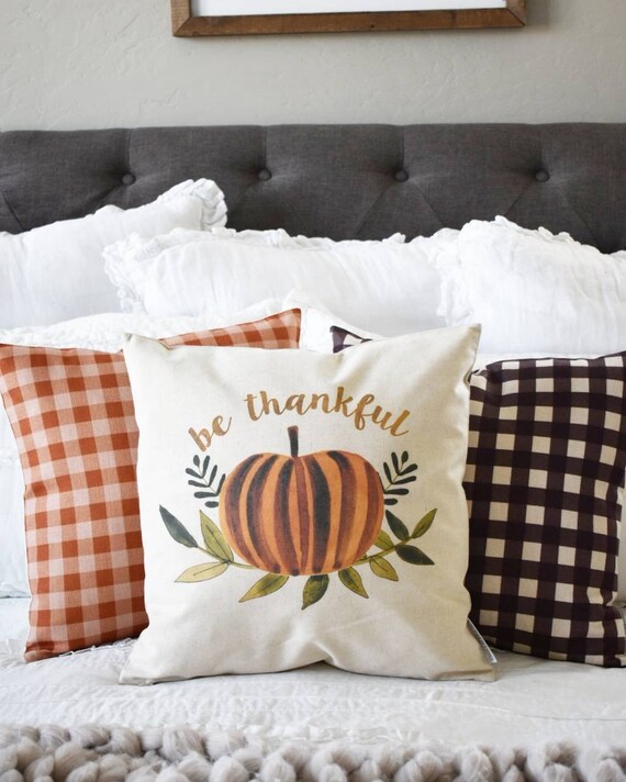 Be Thankful Watercolor Fall Pillow Cover, watercolor fall, Fall Decor, Fall pillow, be thankful, thanksgiving pillow