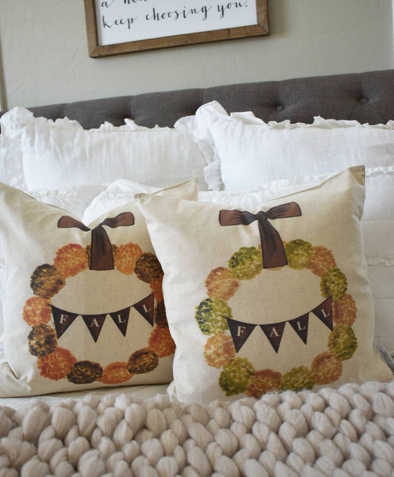 Fall Pillow Cover, fall wreath, Fall Decor, Fall pillow