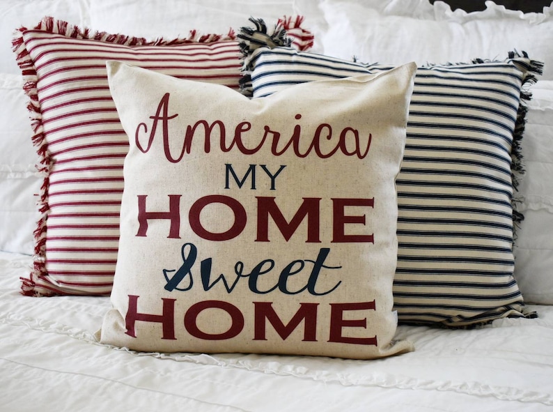 Patriotic pillow cover, Americana pillow cover, Memorial Day, Fourth of July, Summer pillow, USA Pillow, flag pillow, American flag pillow image 3