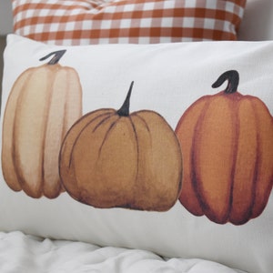 SALE, Fall Pillow Cover, Pumpkin Patch, Fall Decor, Front porch pillow, 12x20, watercolor pumpkin, pumpkin pillow, fall pillow image 6