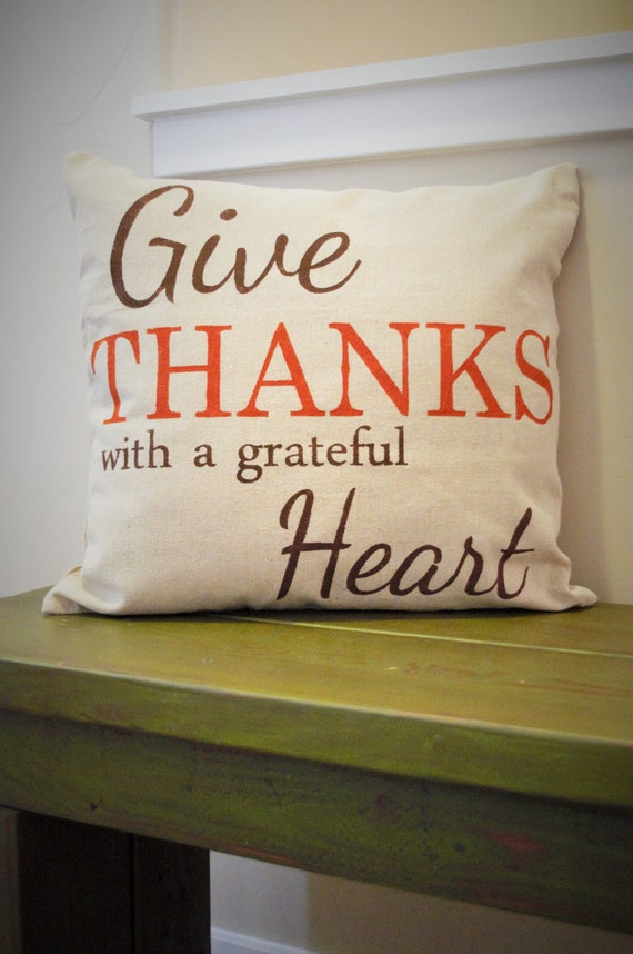 SALE, Fall Pillow Cover, Give Thanks, Fall Decor, Thanksgiving decor