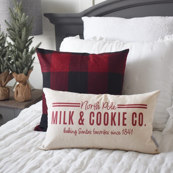 Christmas pillow cover, Santa milk and cookies, Christmas pillows, farmhouse Christmas, North Pole pillow